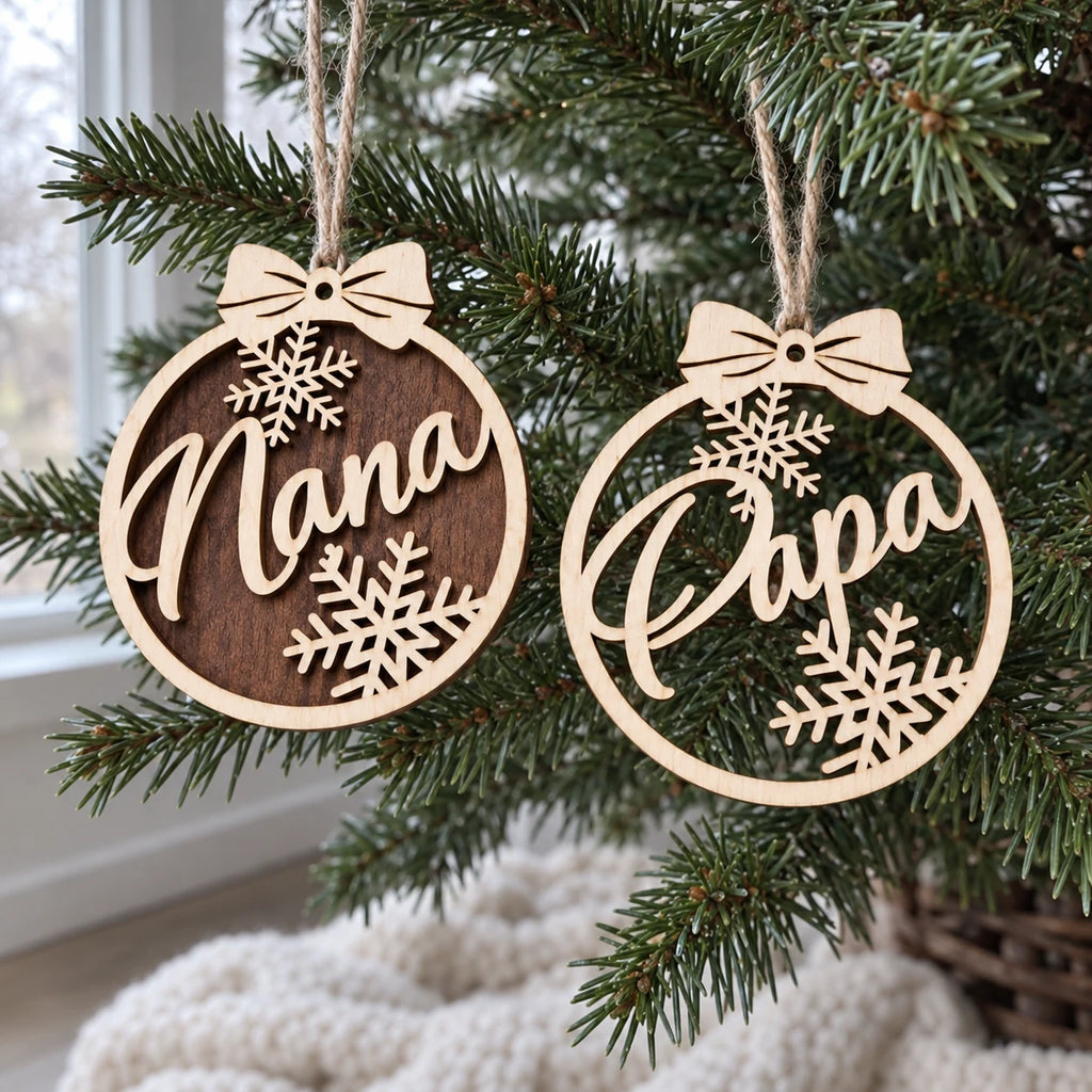 Nana Papa Snowflake Ornament