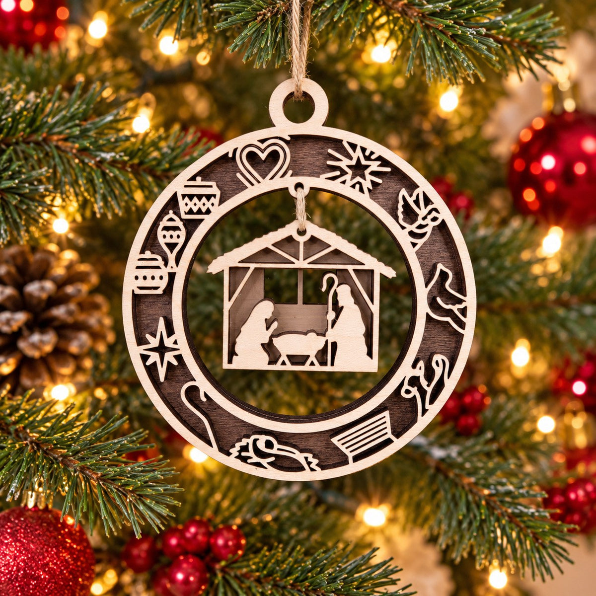Nativity Charm Ring Ornament