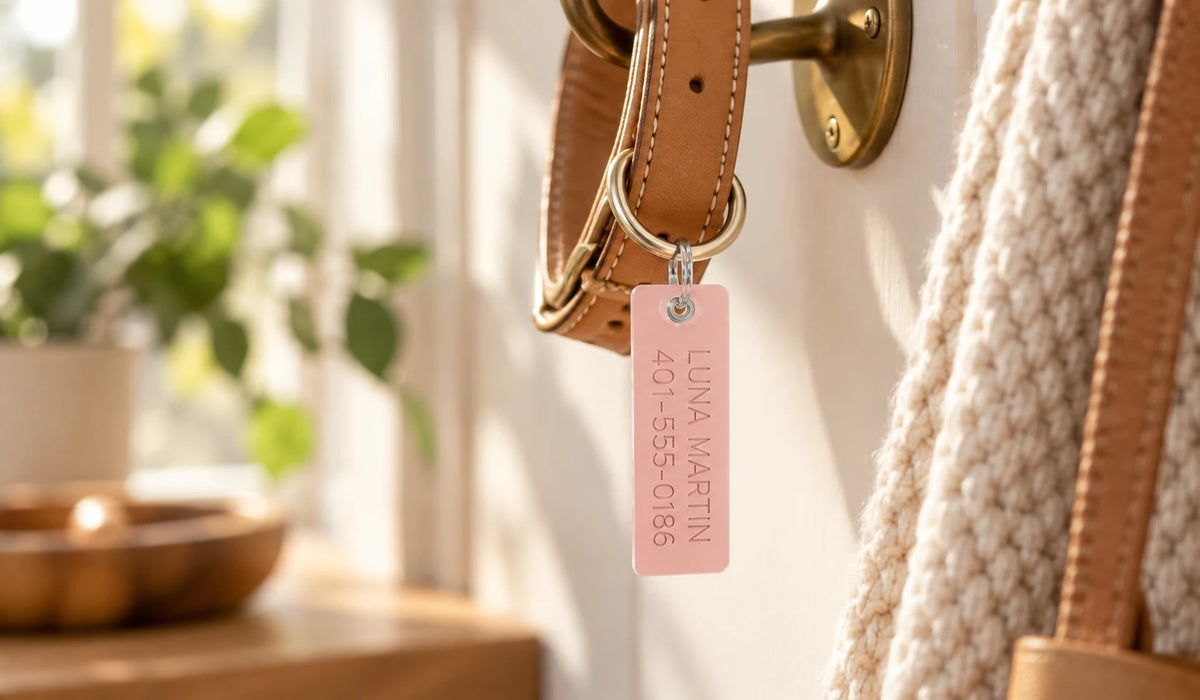Pet ID Tag Keychain collar view