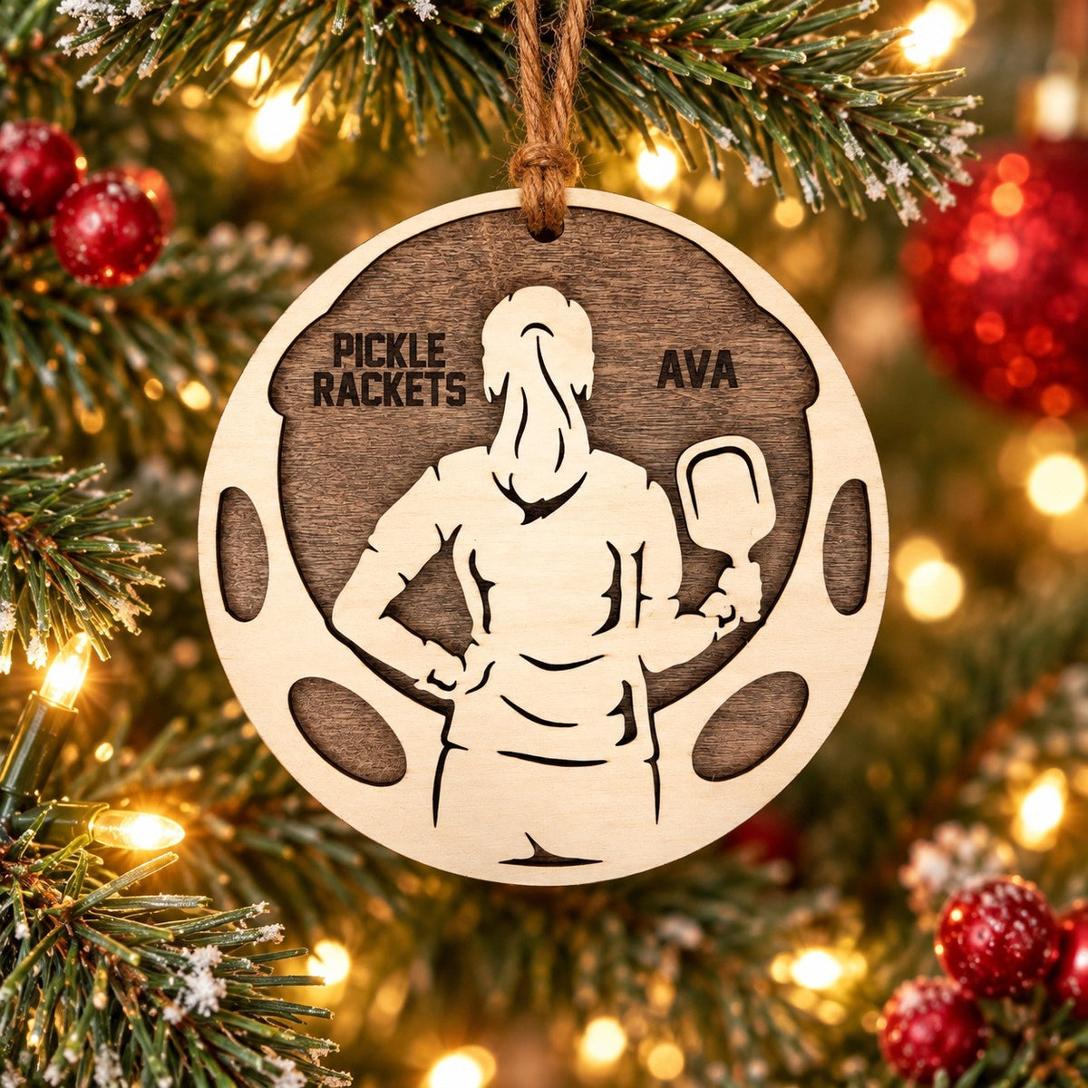 Pickleball Ornament, female player