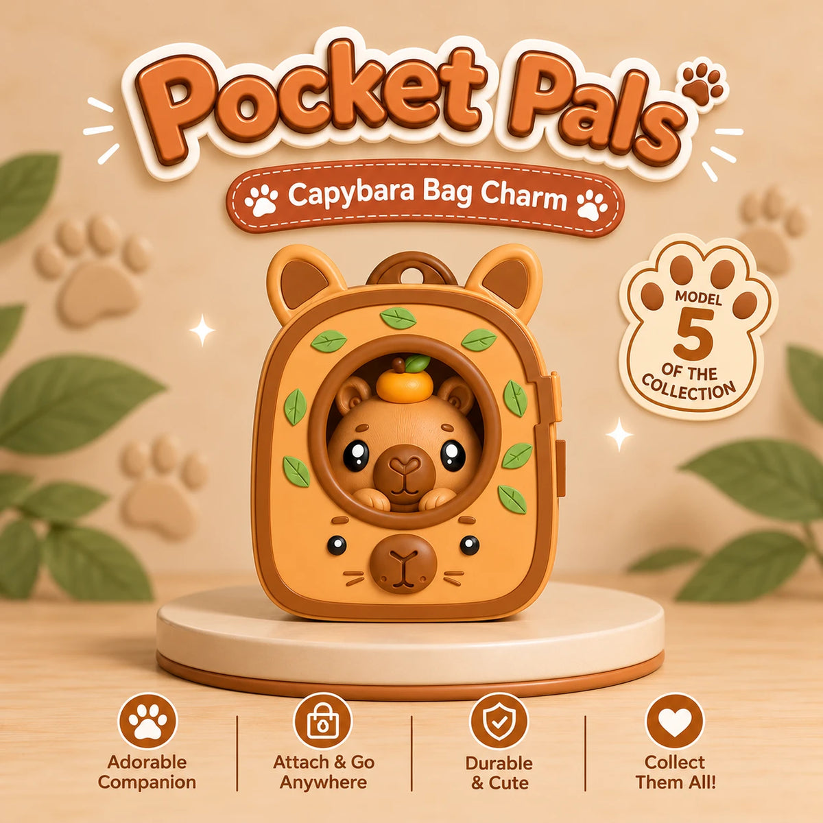 Pocket Pals Capybara Pocket Pal bag charm with carry case
