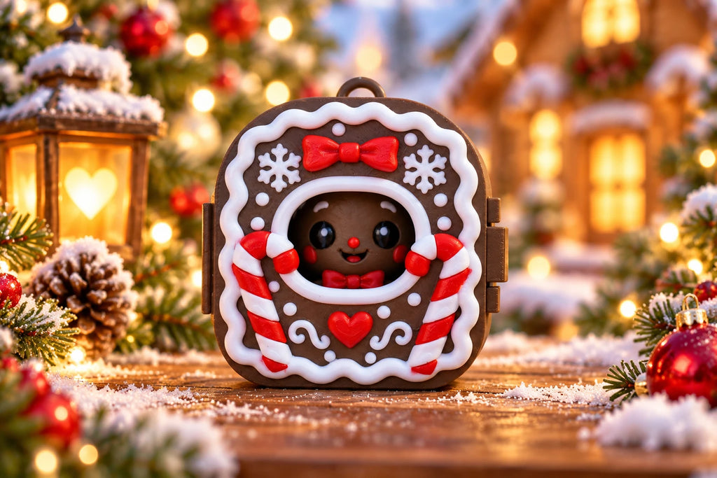 Gingerbread Pocket Pal case front with candy canes and heart