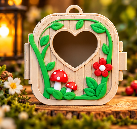Hedgehog Pocket Pal woodland carry case with heart window