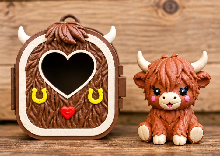 Highland Cow Pocket Pal with shaggy case