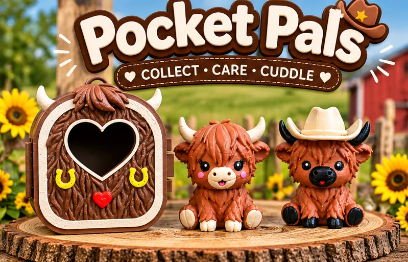 Highland Cow Pocket Pal and cowboy bull