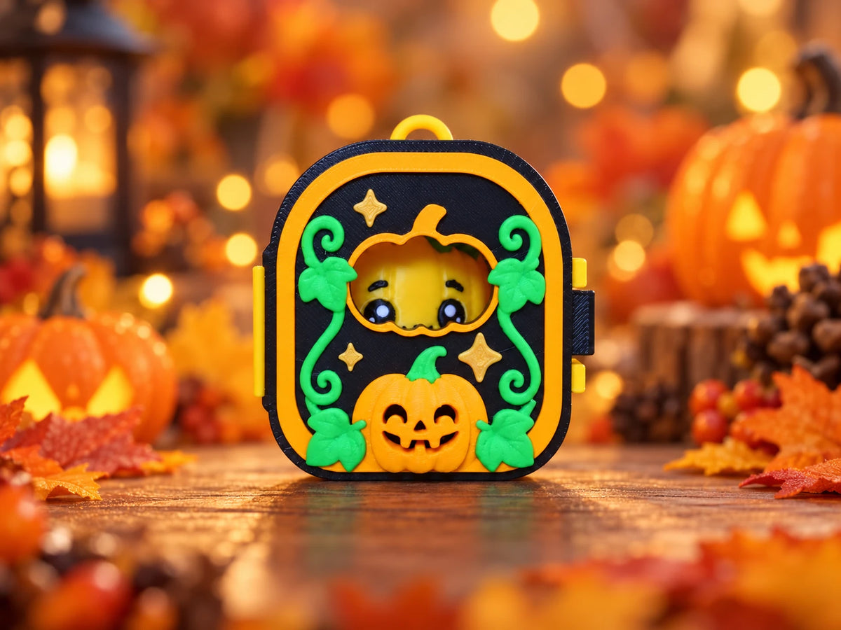 Pumpkin Pocket Pal case, closed, front view