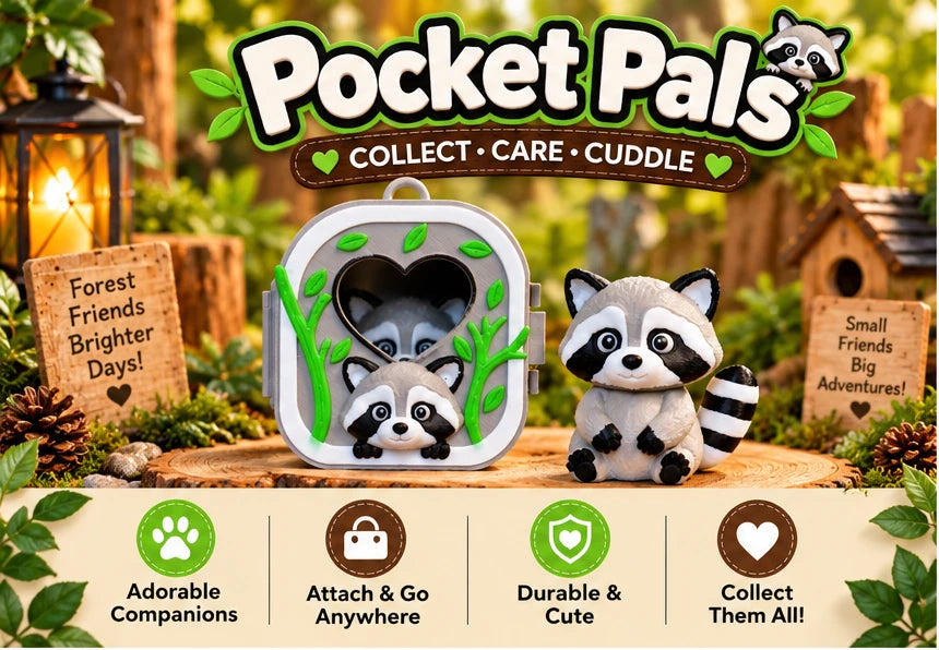 Pocket Pals Raccoon Pocket Pal with carry case
