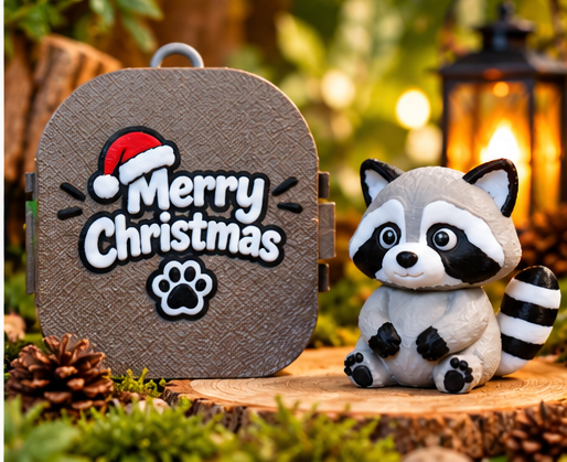 Raccoon Pocket Pal with Merry Christmas case back