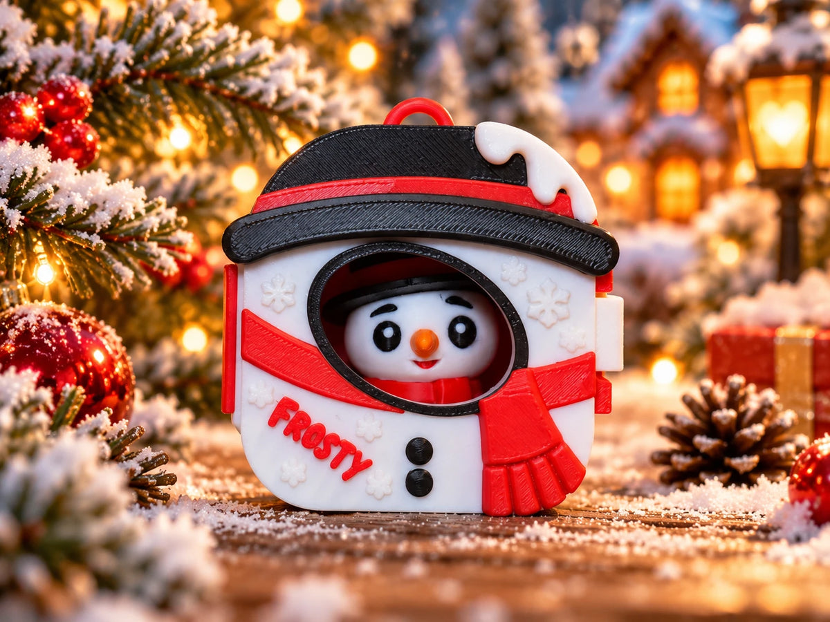 Snowman Pocket Pal carry case front with Frosty name