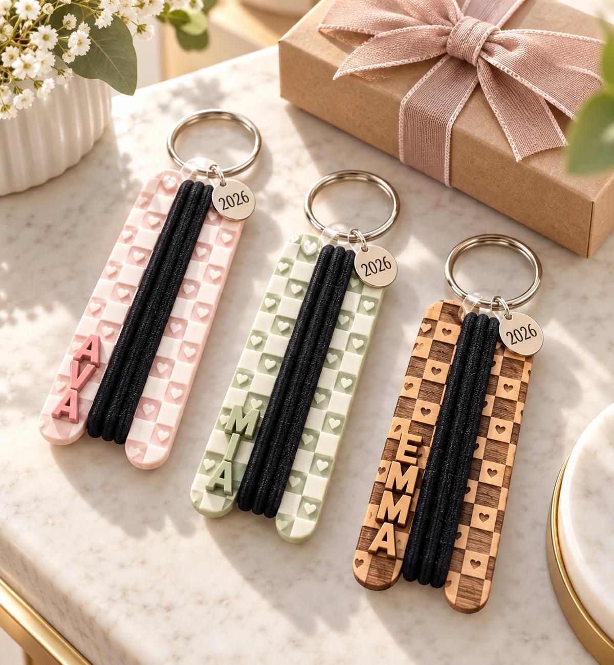 Rectangular Hair Tie Holder Keychain