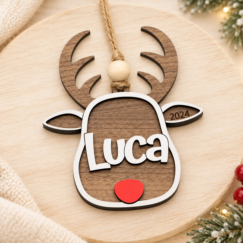 Reindeer Face Name Ornament