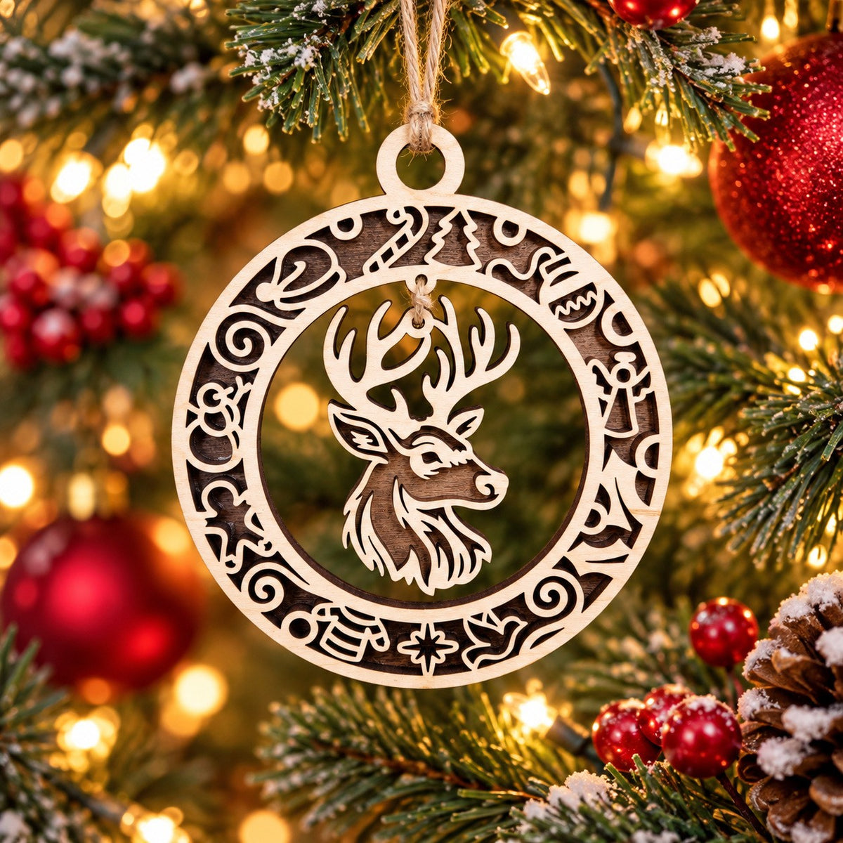Reindeer Head Charm Ring Ornament