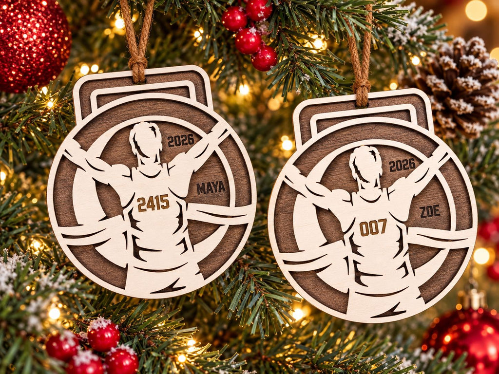 Runner Medal Ornament (Year Beside Head)