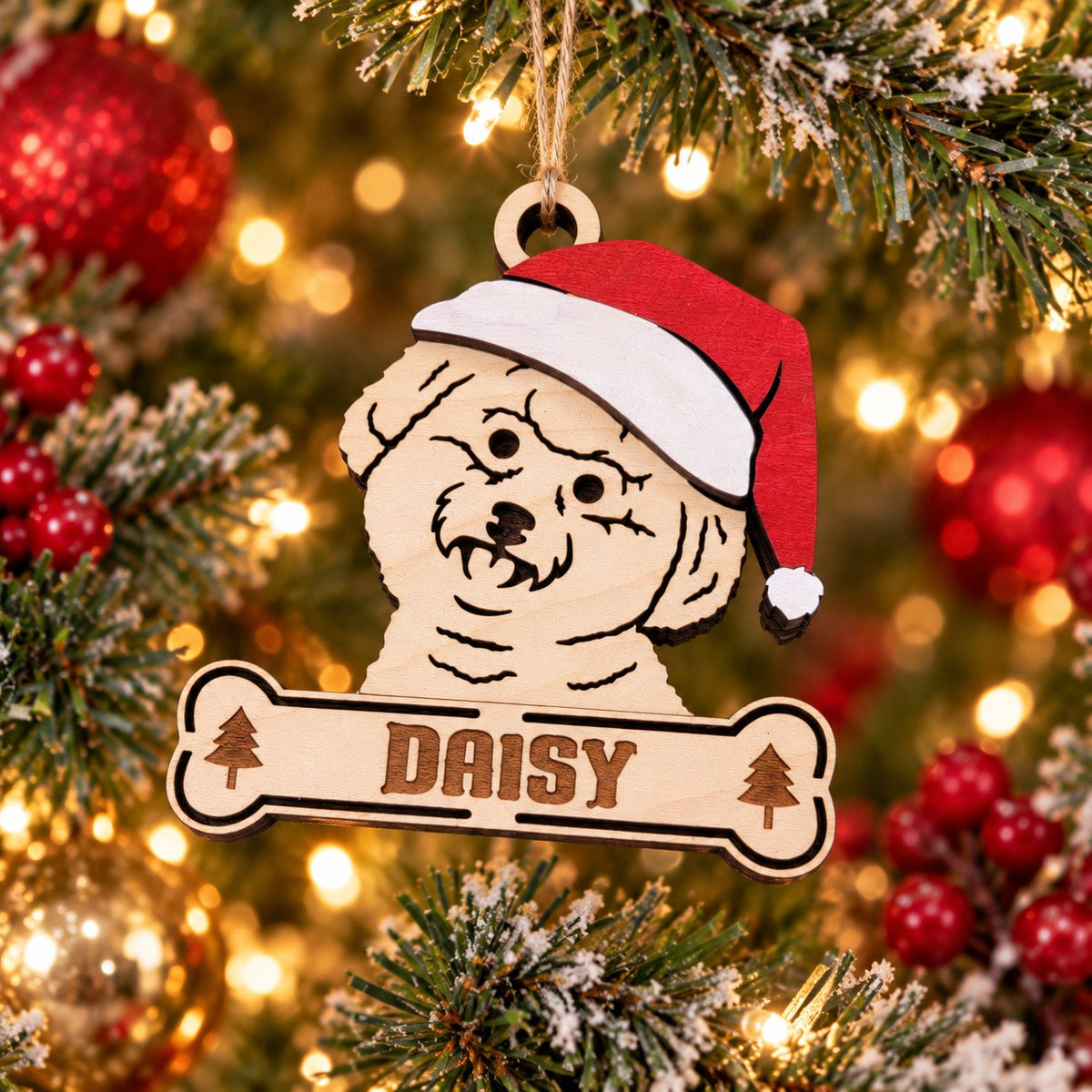 Bichon Frise Santa Dog Ornament