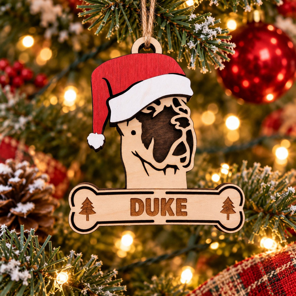 Boxer Santa Dog Ornament