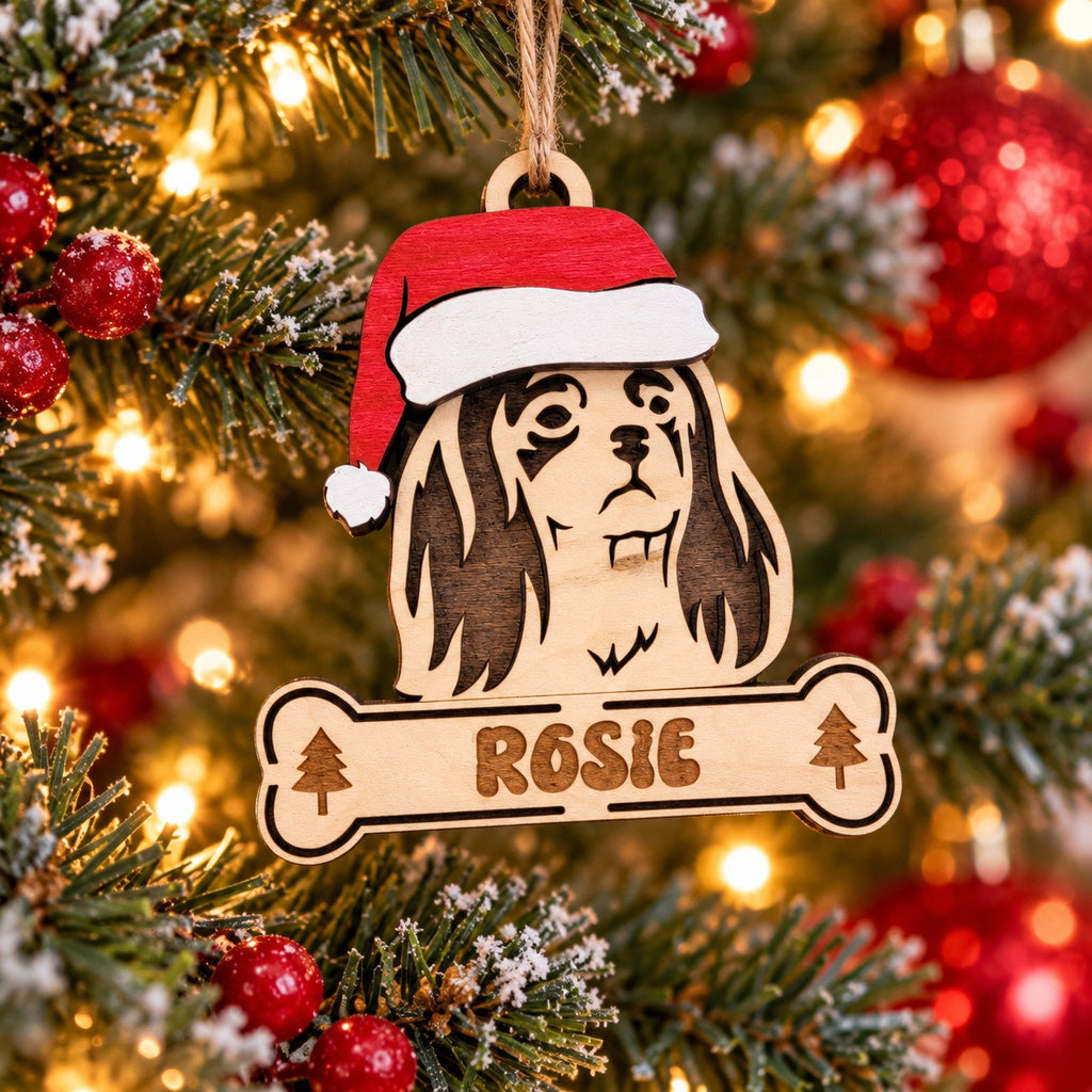 Cavalier King Charles Spaniel Santa Dog Ornament
