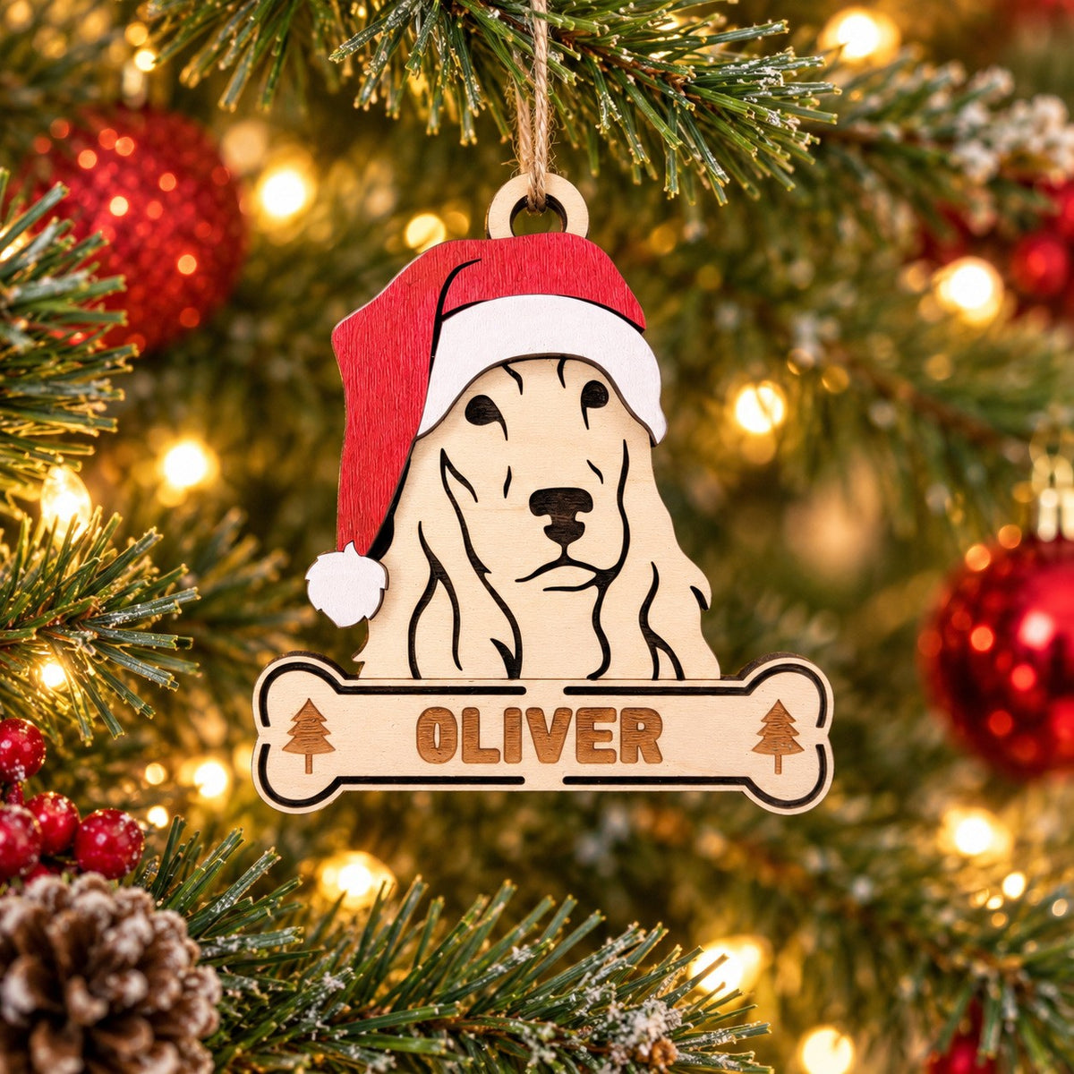 Cocker Spaniel Santa Dog Ornament