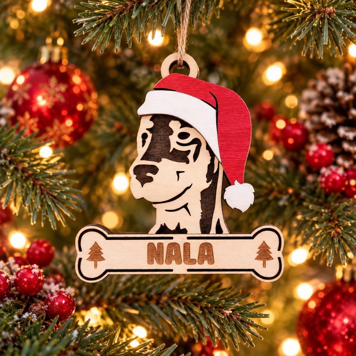 Doberman Santa Dog Ornament, second example