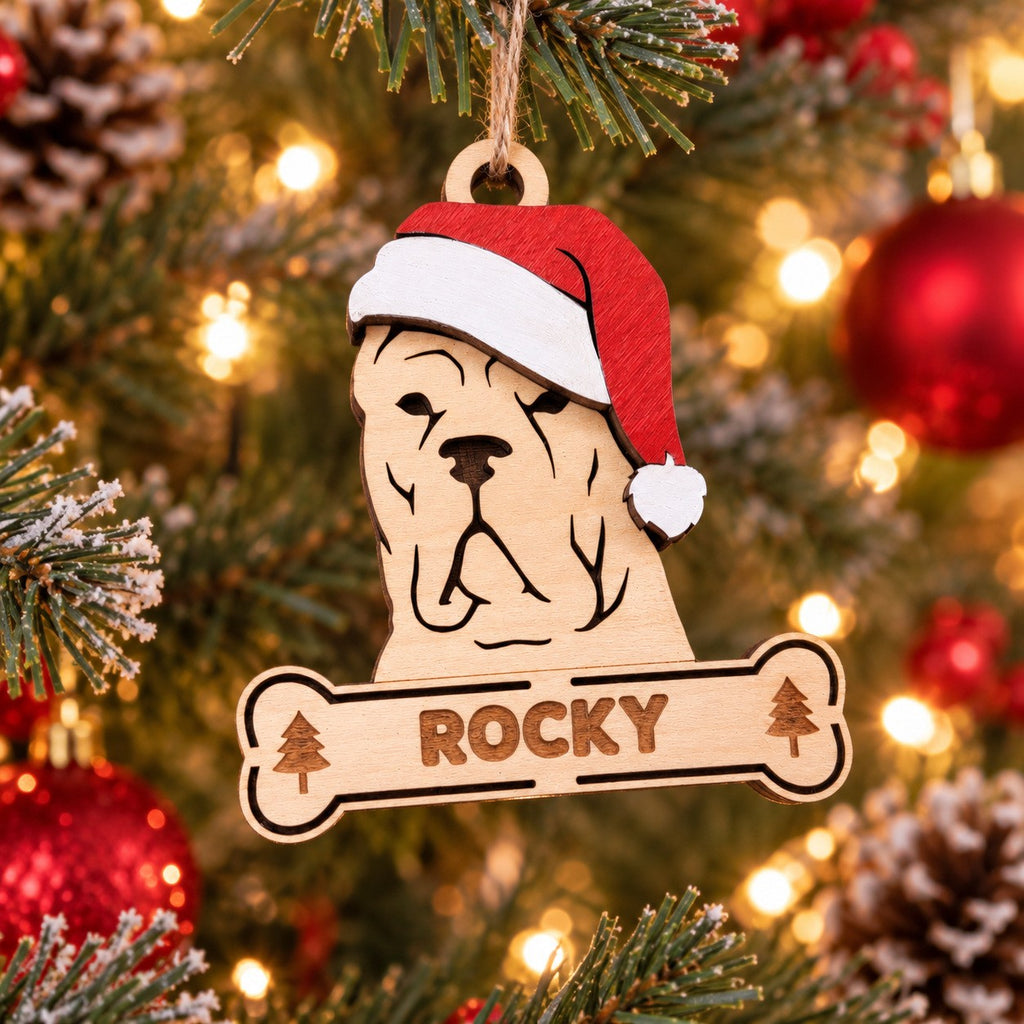 English Bulldog Santa Dog Ornament