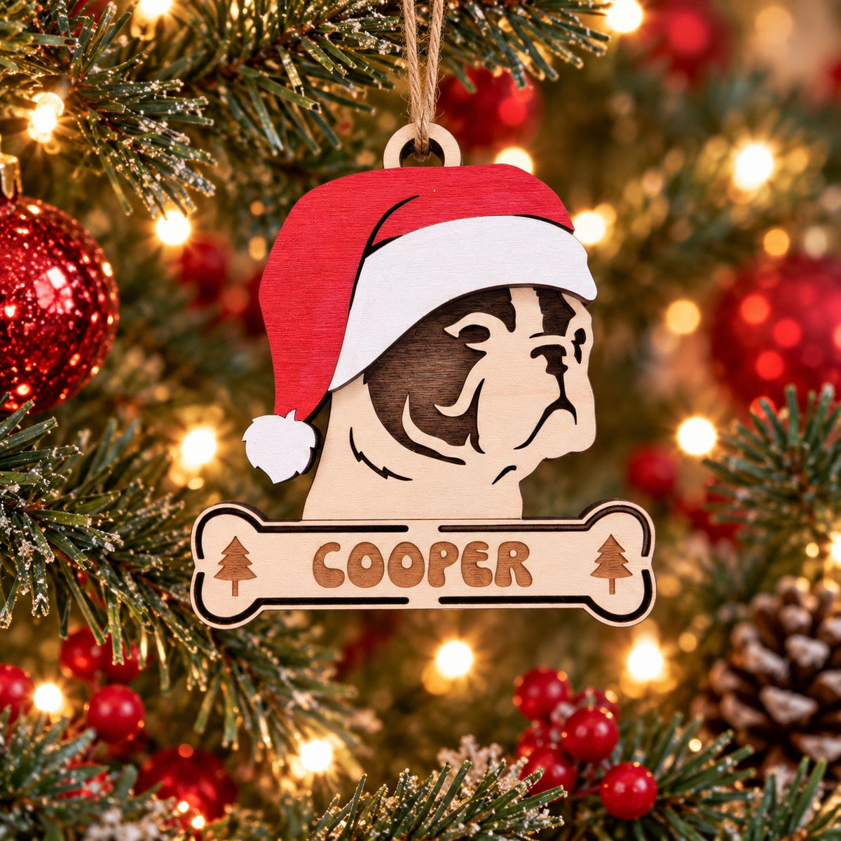 French Bulldog Santa Dog Ornament, third example
