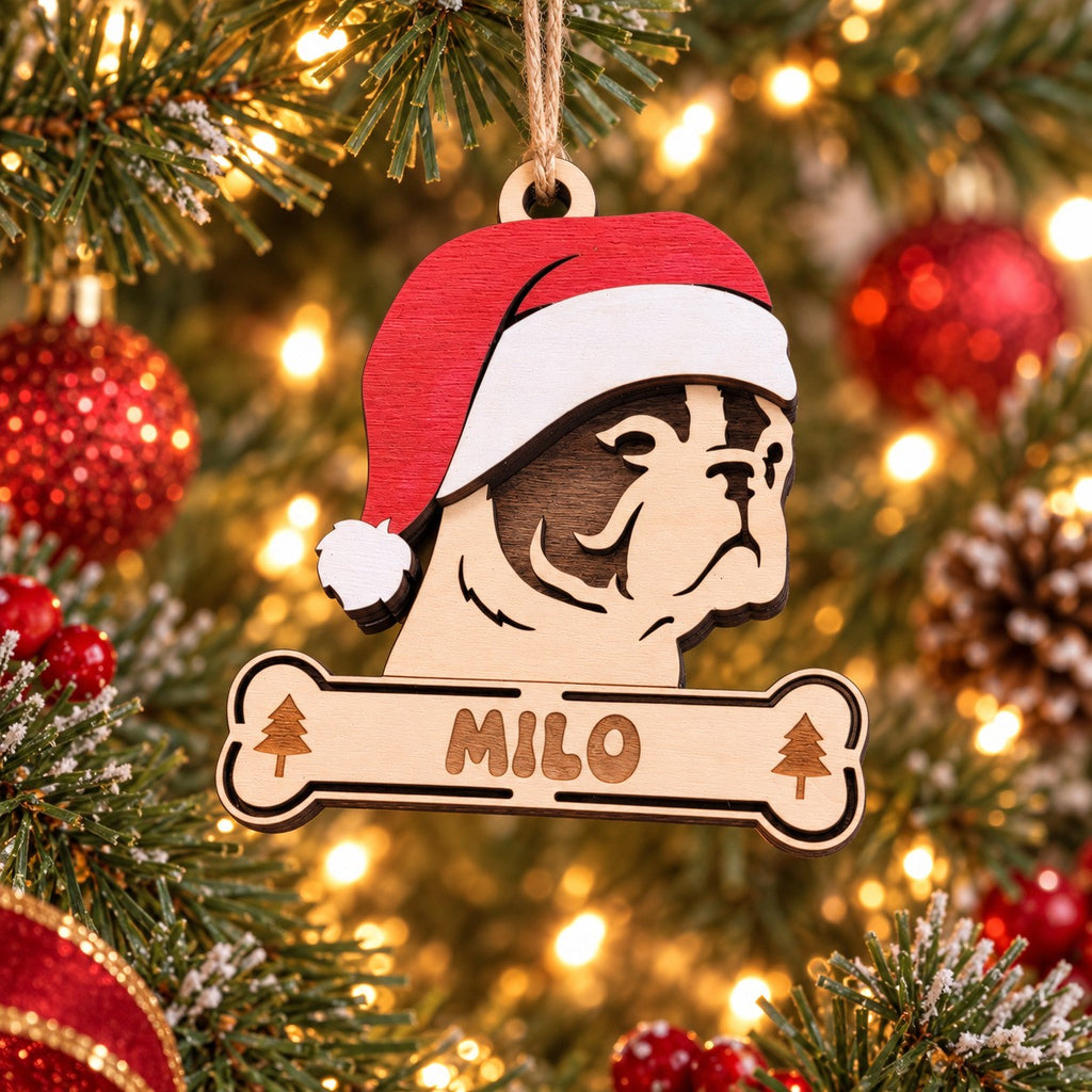 French Bulldog Santa Dog Ornament, second example