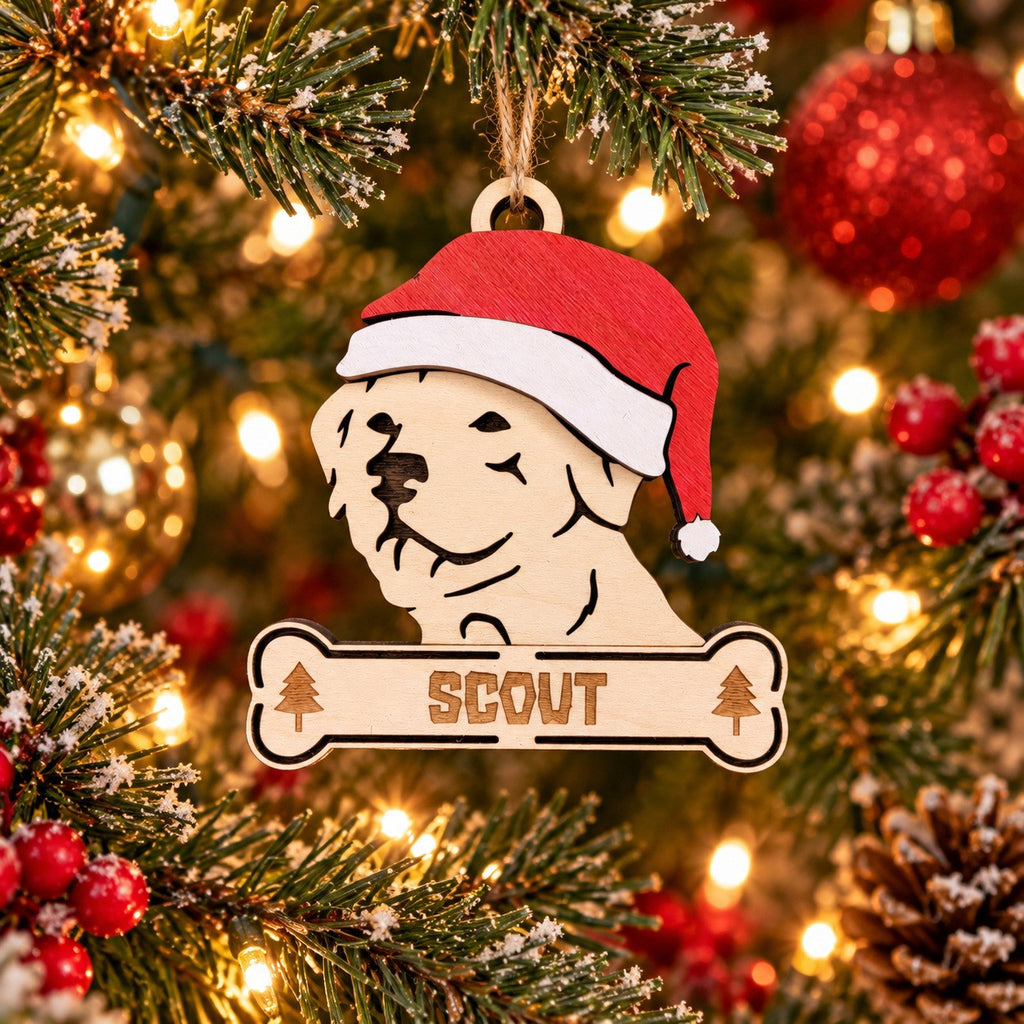 Golden Retriever Santa Dog Ornament