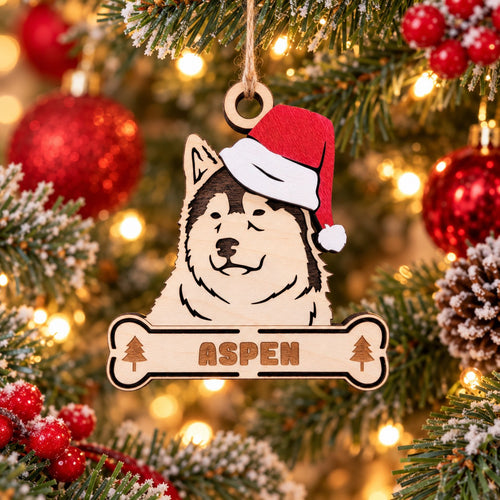 Alaskan Malamute Santa Dog Ornament