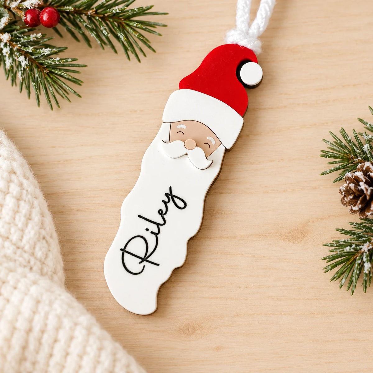 Santa Shape Name Ornament