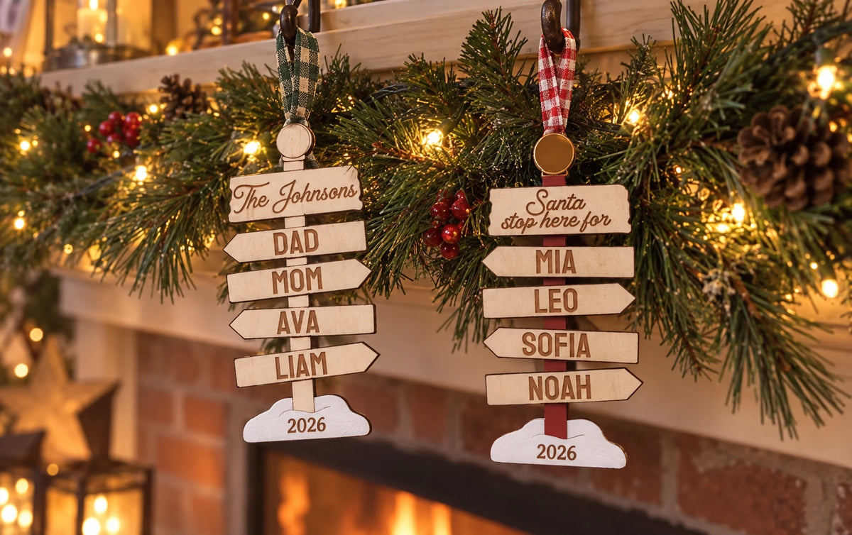 Santa Stop Here Signpost Ornament