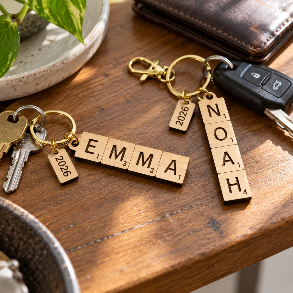 Scrabble Tile Name Keychain