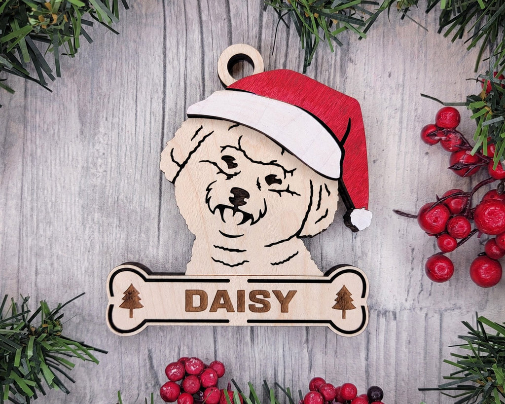 Bichon Frise Santa dog ornament