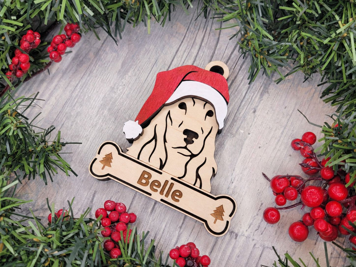 Cocker Spaniel Santa dog ornament