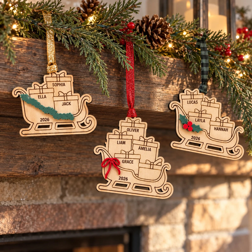 Sleigh Gift Family Ornament