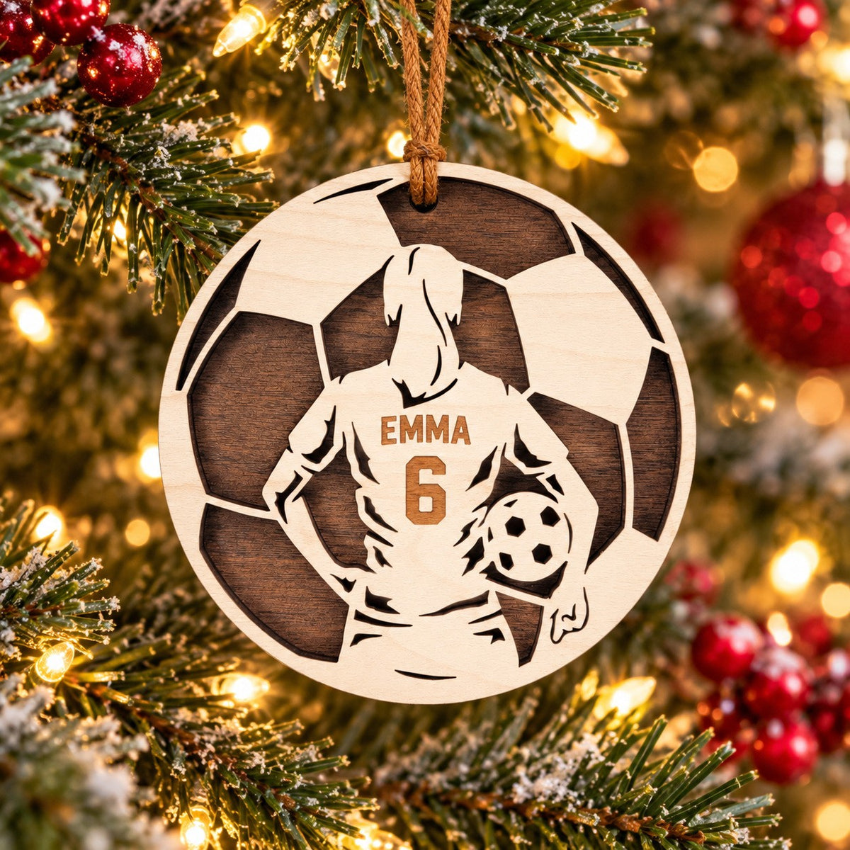 Soccer Player Name And Number Ornament, girl