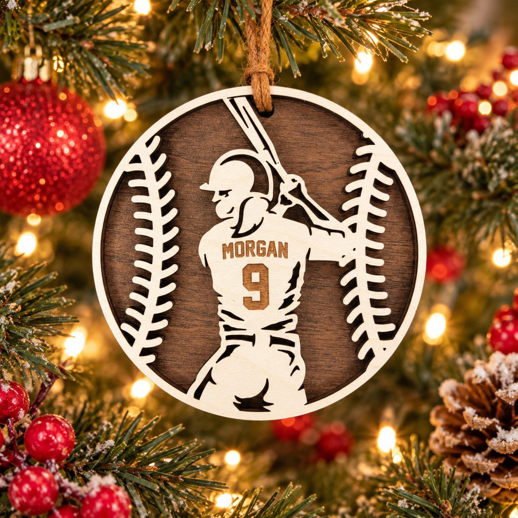 Batter Name And Number Ornament, softball girl