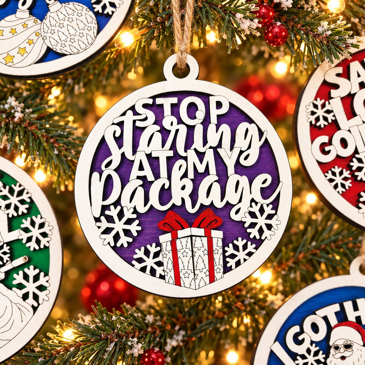 Stop Staring At My Package Ornament