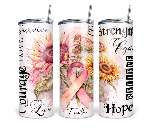 Love Faith Hope Breast Cancer Tumbler