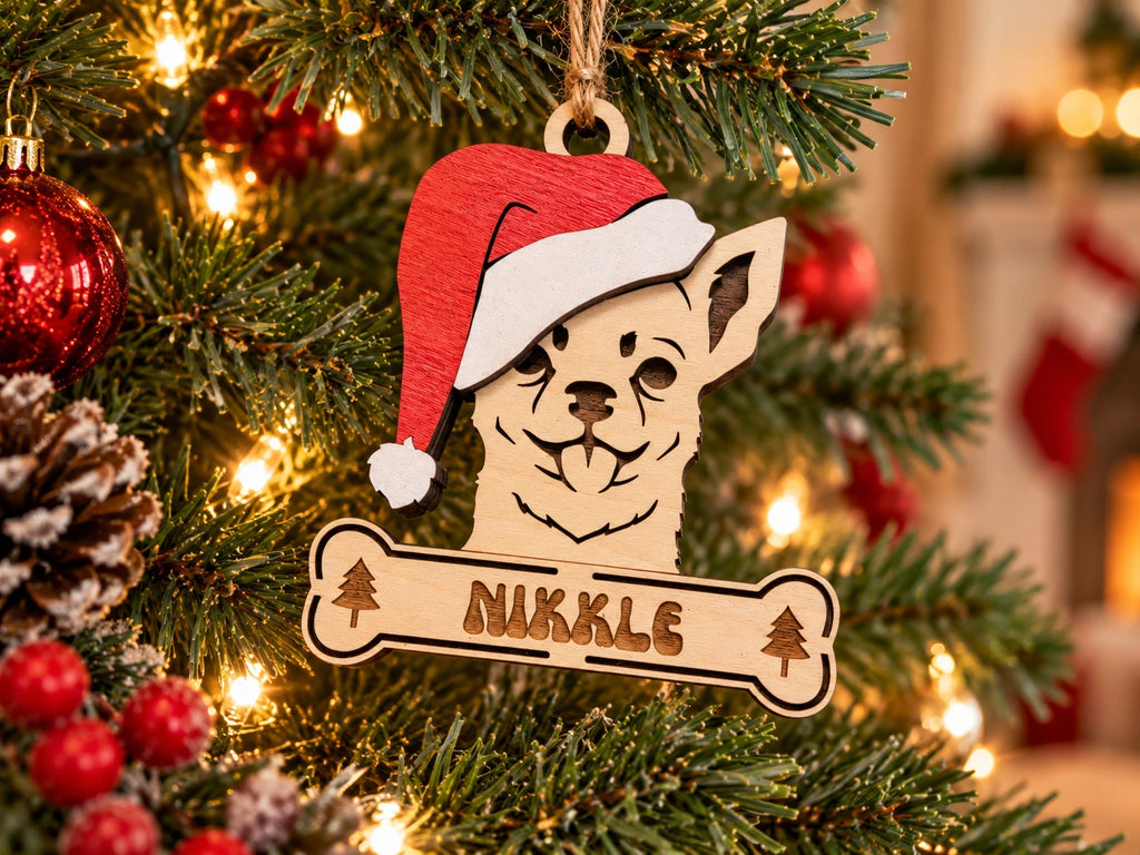 Chihuahua Santa dog ornament on tree