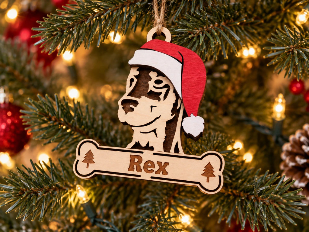 Doberman Santa dog ornament on tree