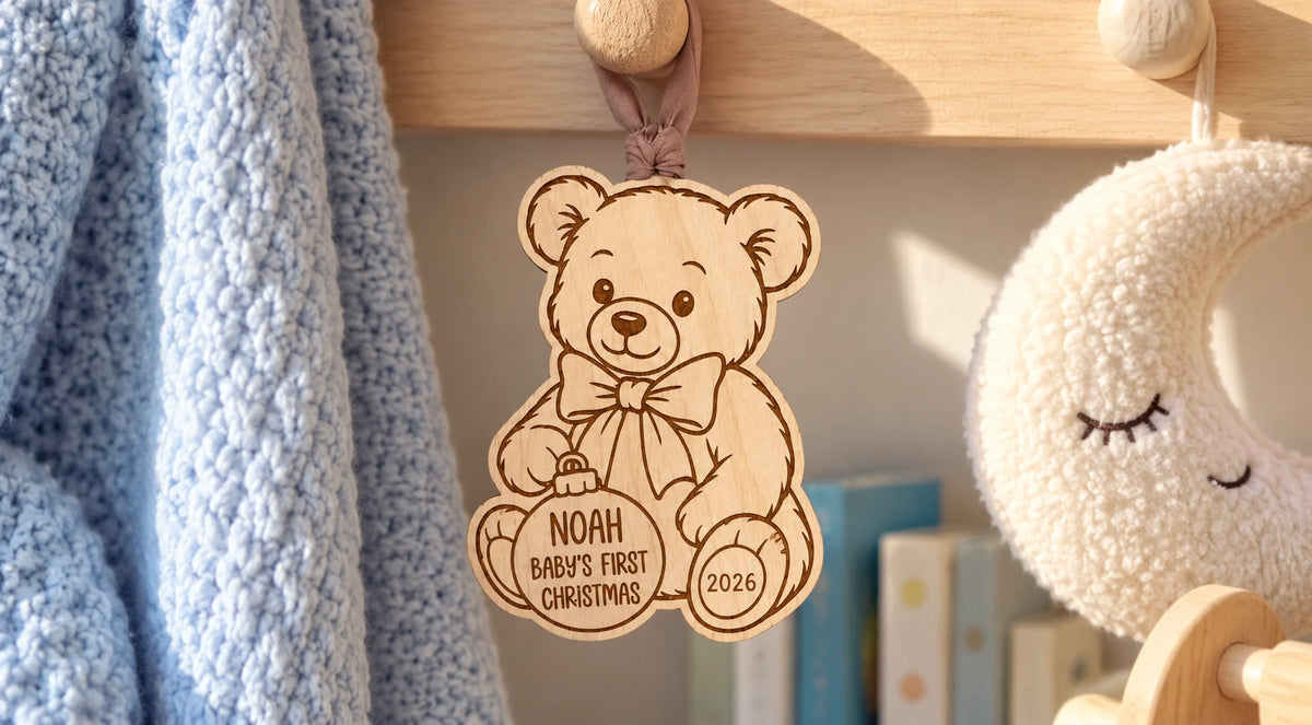 Teddy Bear Engraved First Christmas Ornament