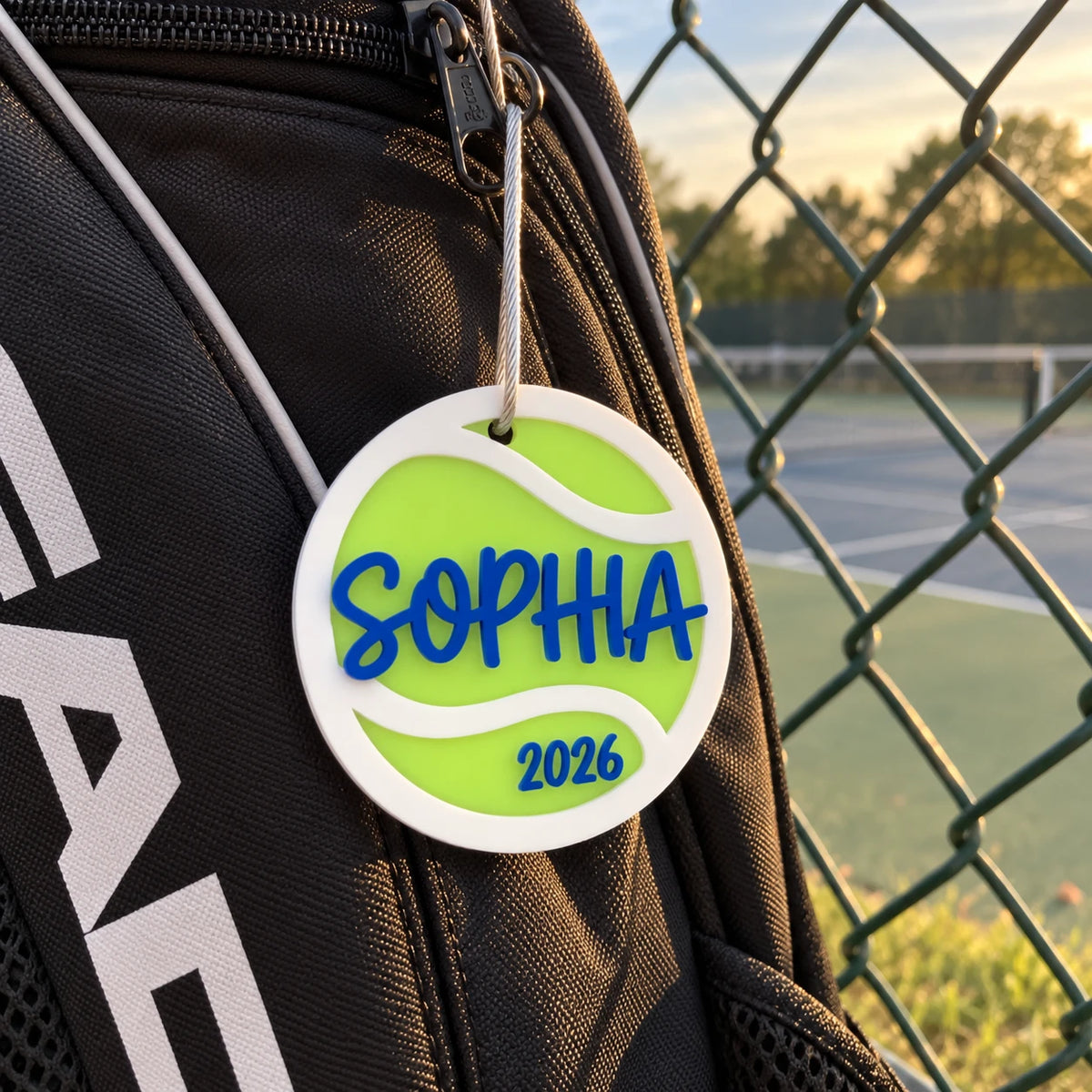 Tennis Ball Name Keychain