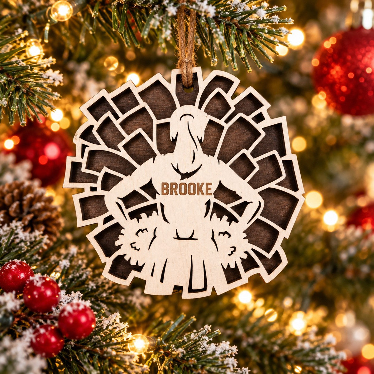 Turkey Cheerleader Name Ornament