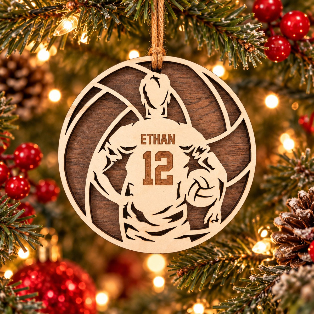 Volleyball Player Name And Number Ornament, boy