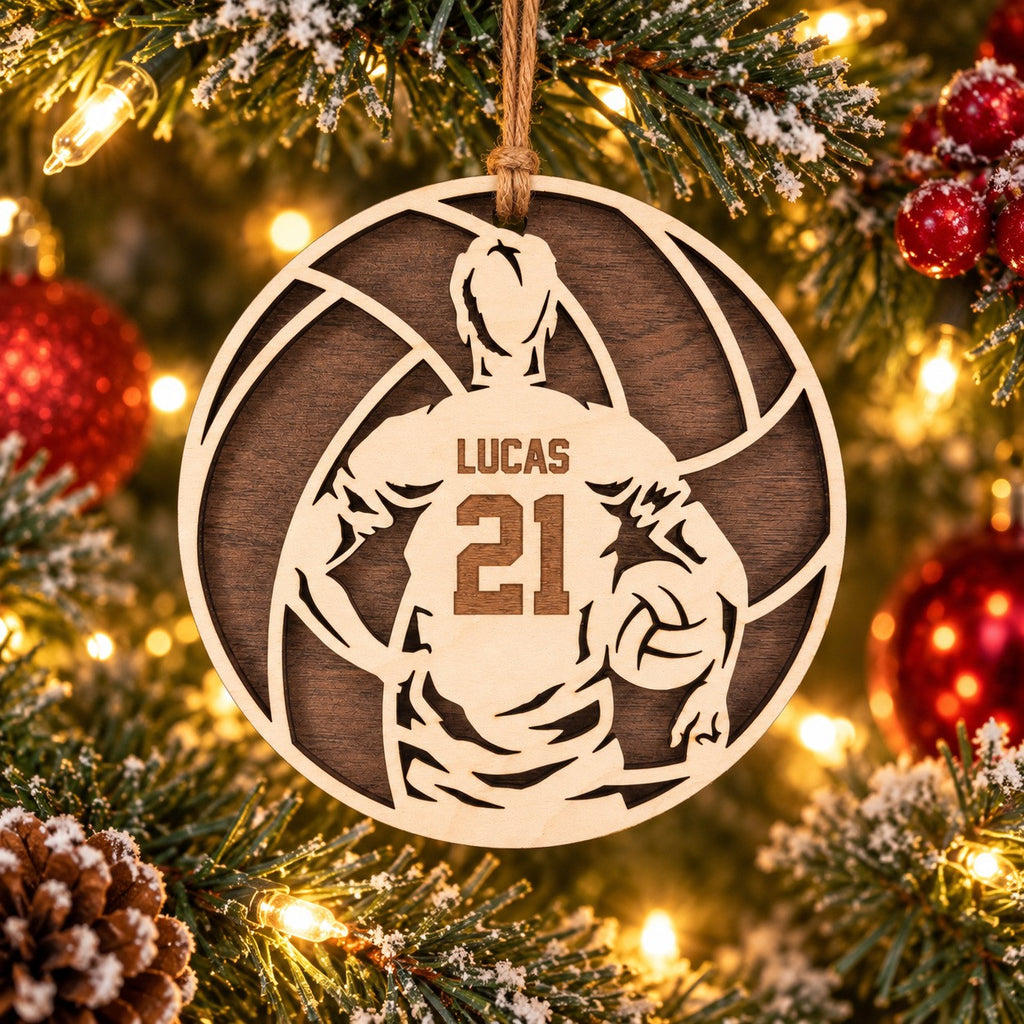 Volleyball Player Name And Number Ornament, boy