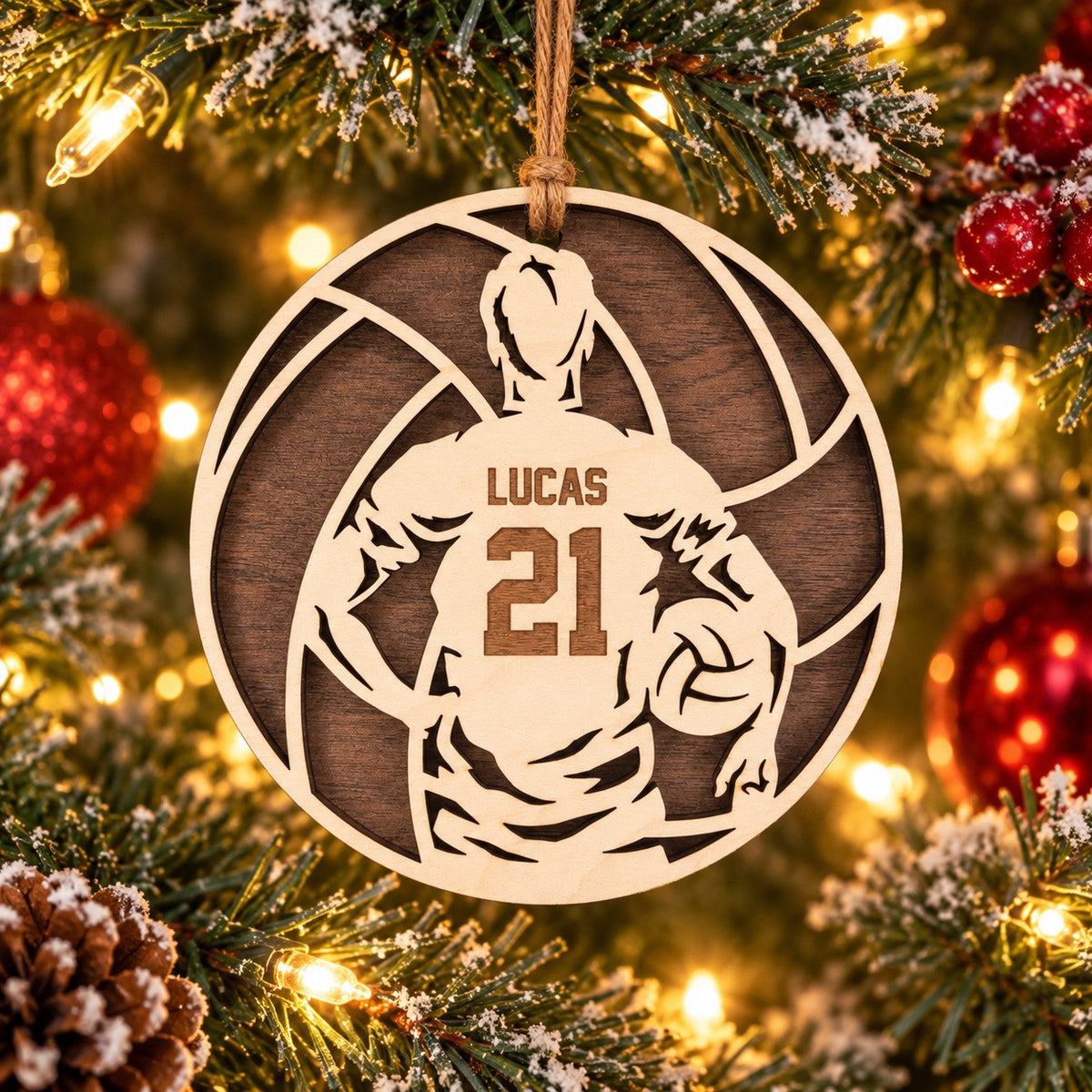 Volleyball Player Name And Number Ornament, boy