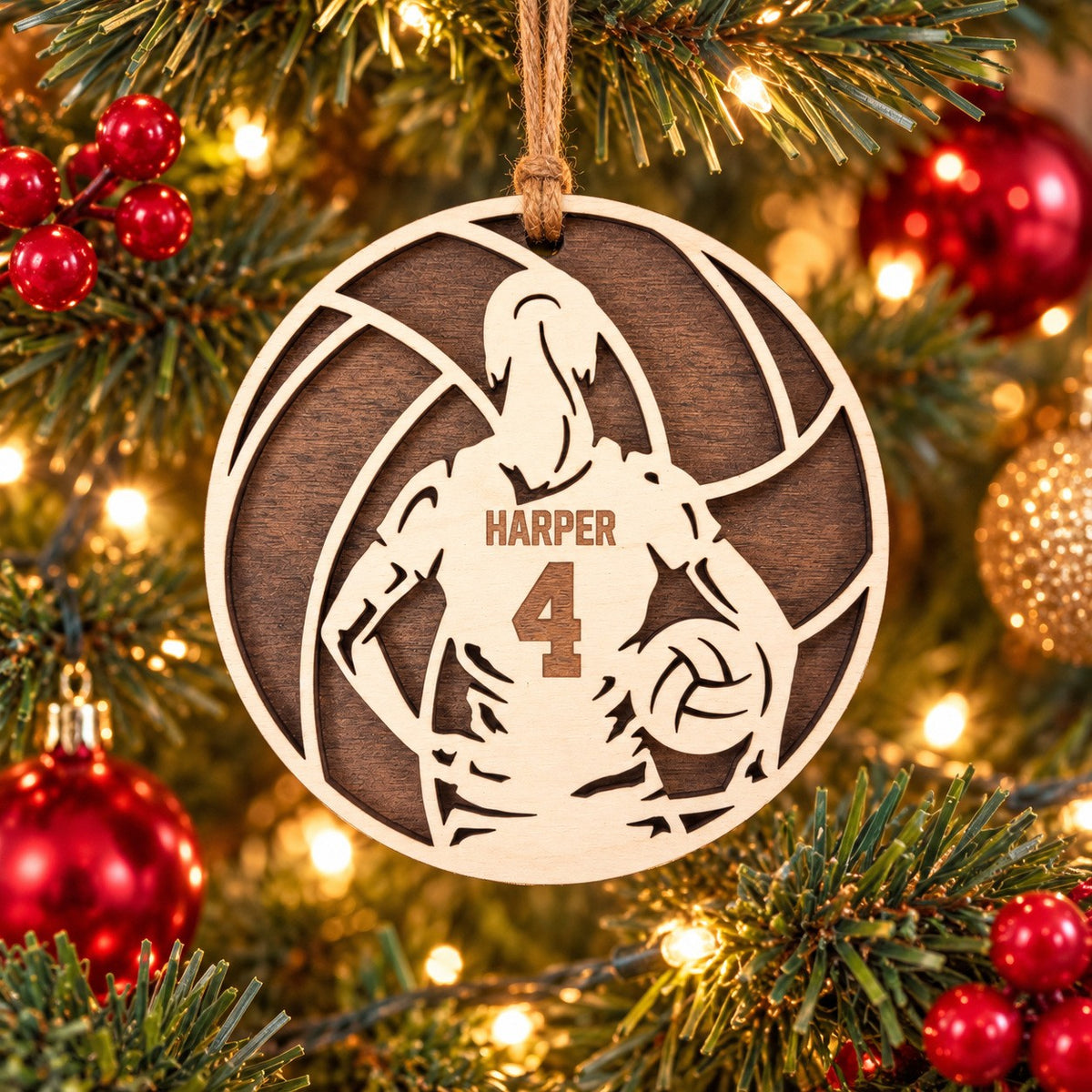 Volleyball Player Name And Number Ornament, girl