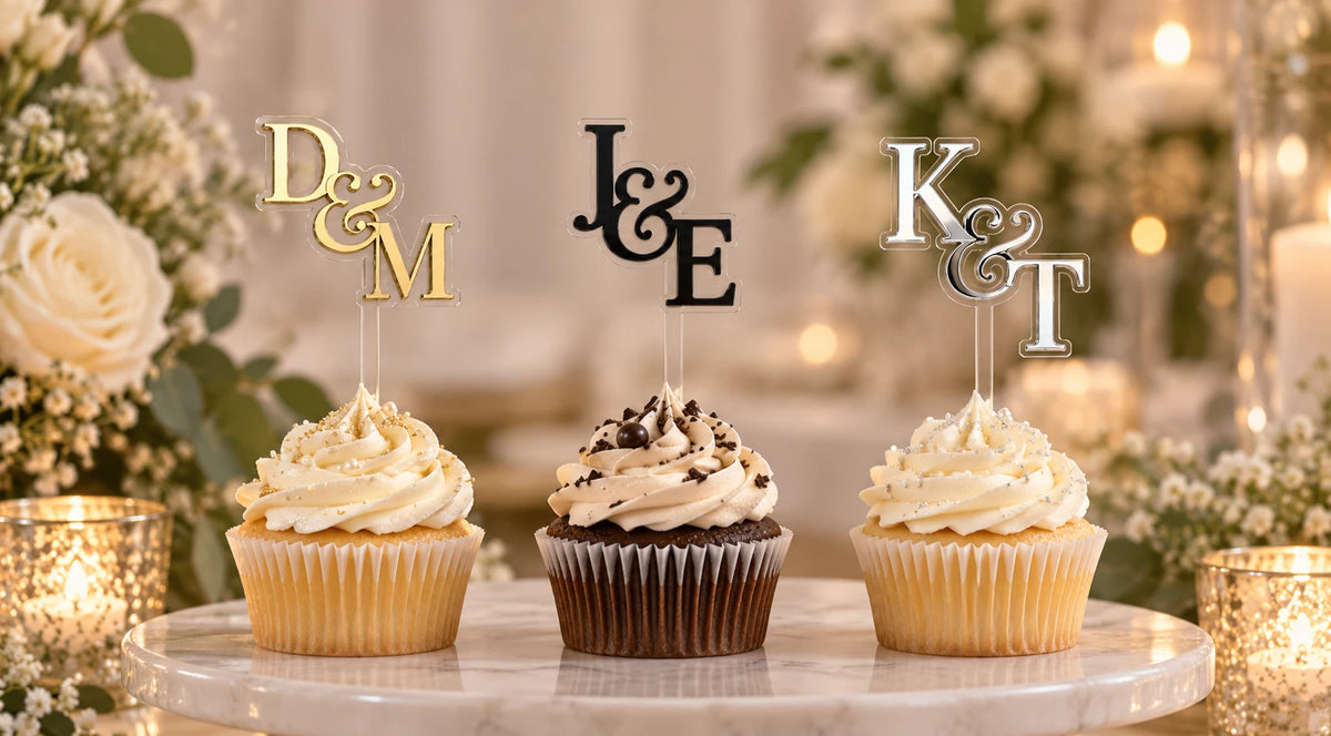 Wedding Initial Cupcake Toppers