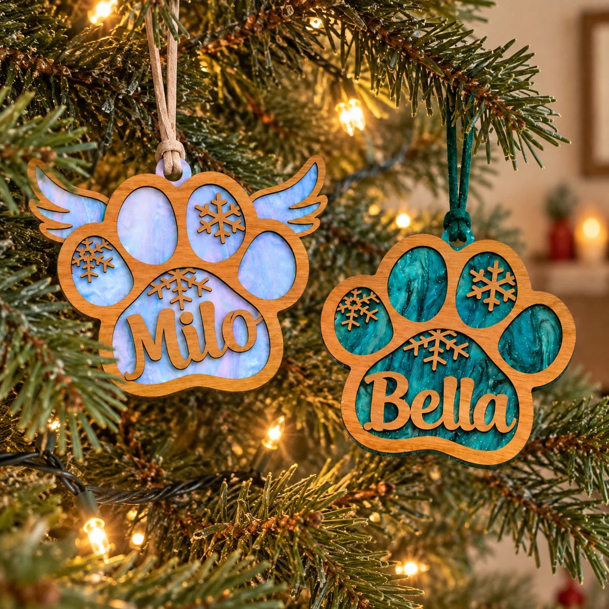 Winged Paw Print Ornament