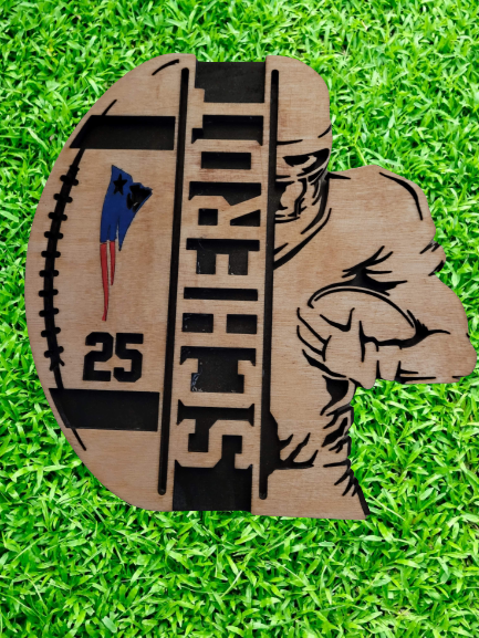 Football Wooden Ball & Player Plaque