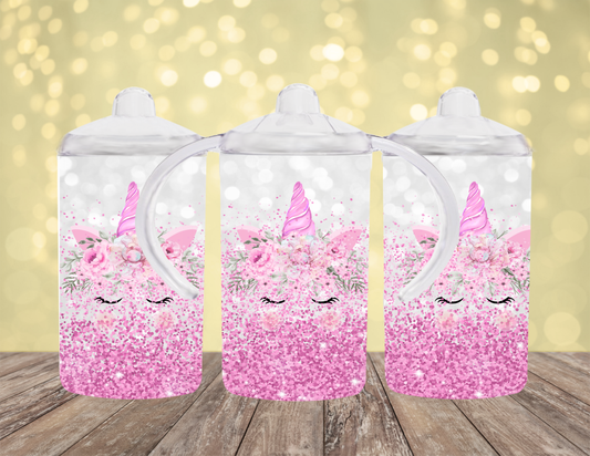 Pink Sparkly Unicorn Sippy Cup